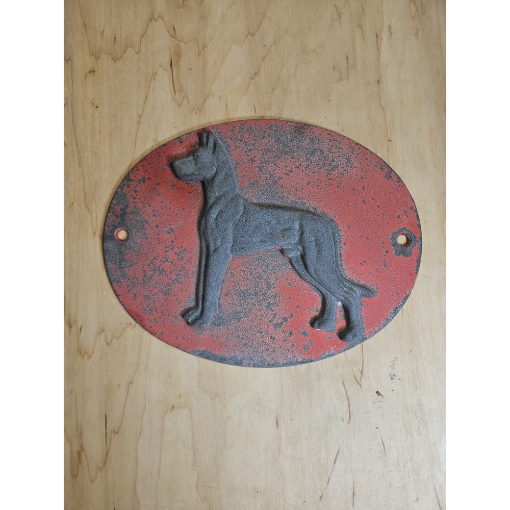 Vintage Great Dane Trucking Cast Metal Plaque Sign Red Black Semi Trailer Decor
